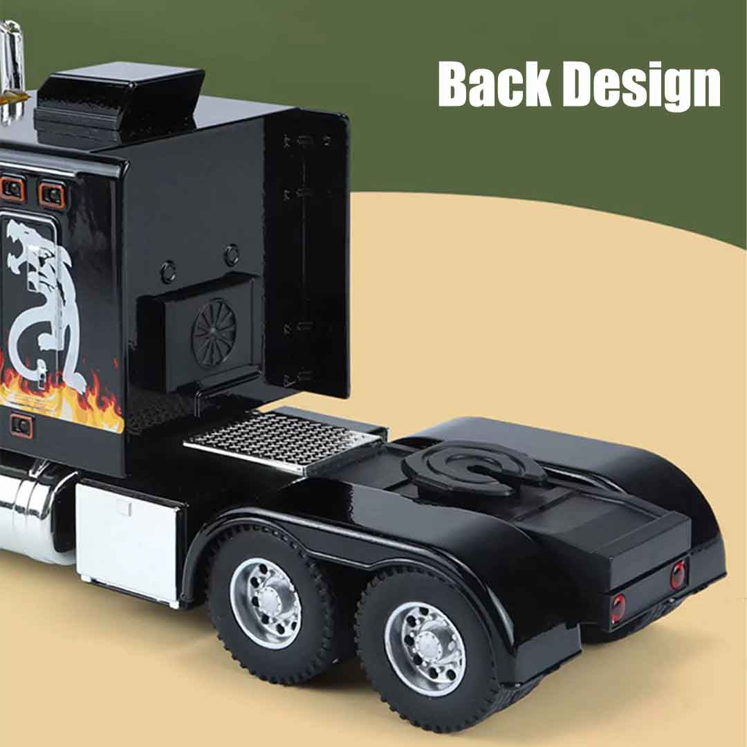 1:24 scale alloy diecast truck in matte black with detailed suspension and rugged off-road tires