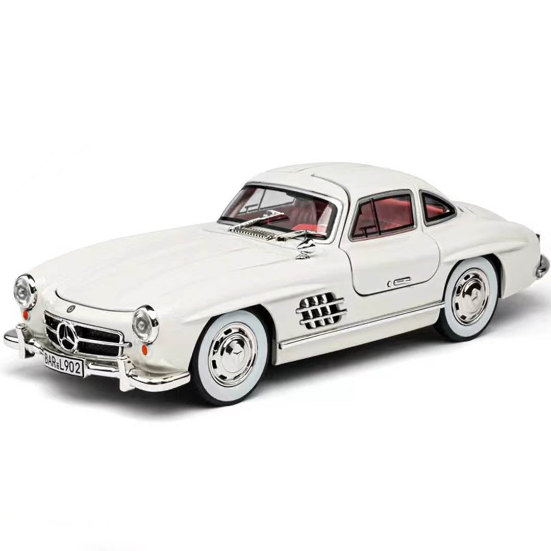 Collection of high-quality diecast model cars displayed on a shelf, showcasing detailed craftsmanship and realistic design.